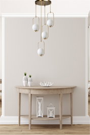 Opviq Lámpara de Araña Blanca y Cobre con 4 Luces